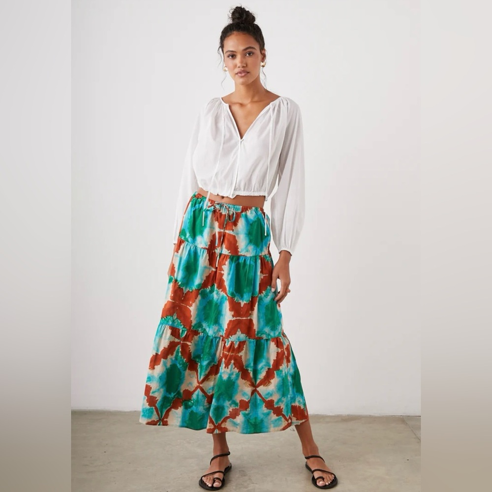 NWT Rails Katia split neck top in beach white - S